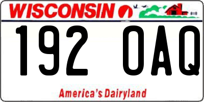WI license plate 192OAQ