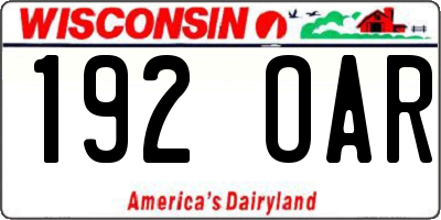 WI license plate 192OAR