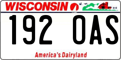 WI license plate 192OAS