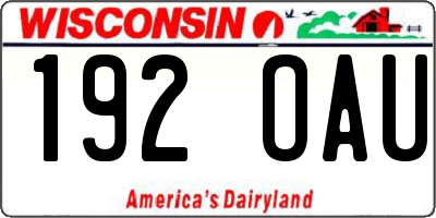WI license plate 192OAU