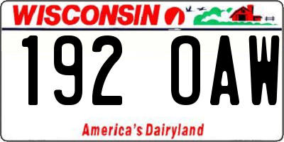 WI license plate 192OAW