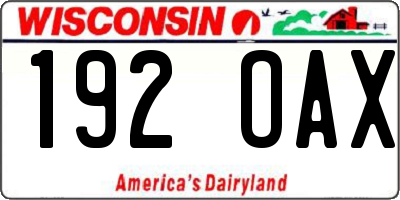 WI license plate 192OAX