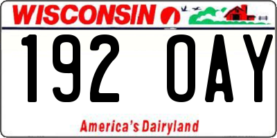 WI license plate 192OAY