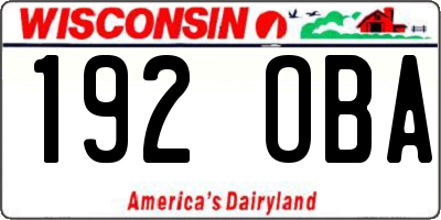 WI license plate 192OBA