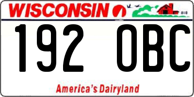 WI license plate 192OBC