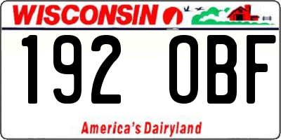 WI license plate 192OBF