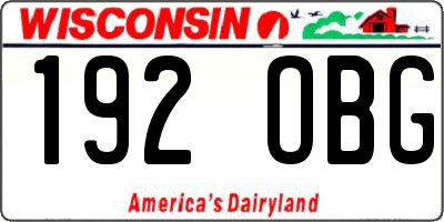 WI license plate 192OBG
