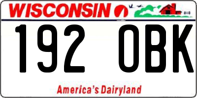 WI license plate 192OBK