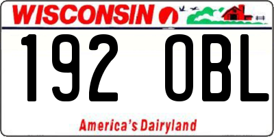 WI license plate 192OBL