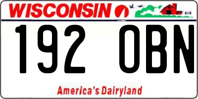 WI license plate 192OBN
