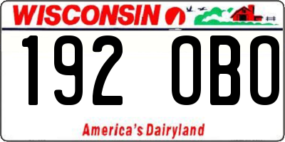 WI license plate 192OBO