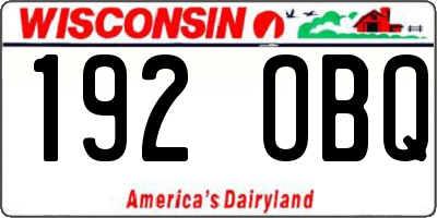 WI license plate 192OBQ