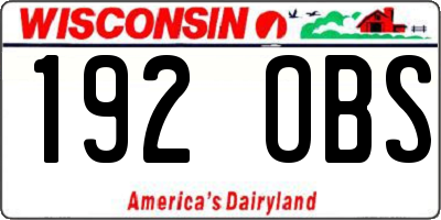 WI license plate 192OBS