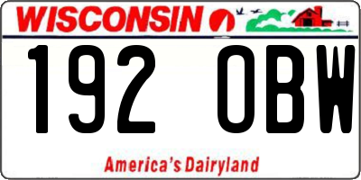 WI license plate 192OBW