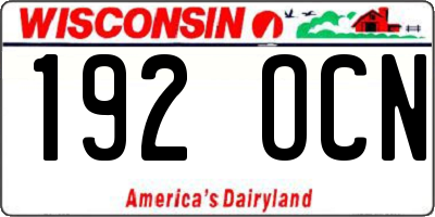 WI license plate 192OCN