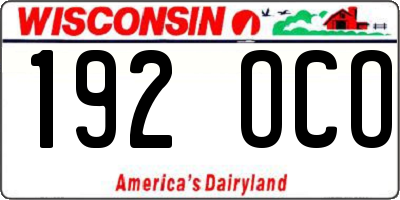 WI license plate 192OCO