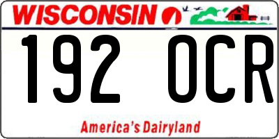 WI license plate 192OCR