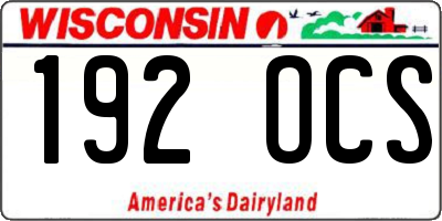 WI license plate 192OCS
