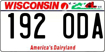 WI license plate 192ODA