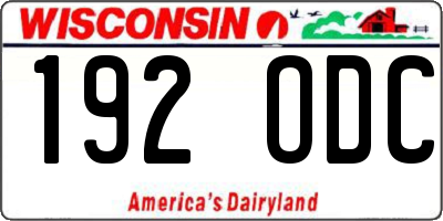 WI license plate 192ODC