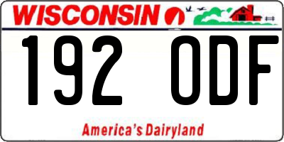 WI license plate 192ODF