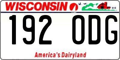WI license plate 192ODG
