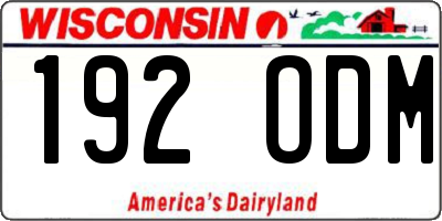WI license plate 192ODM