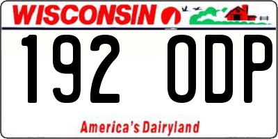 WI license plate 192ODP