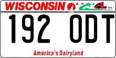 WI license plate 192ODT