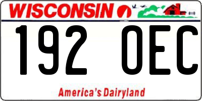 WI license plate 192OEC