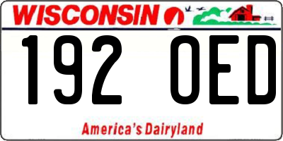 WI license plate 192OED