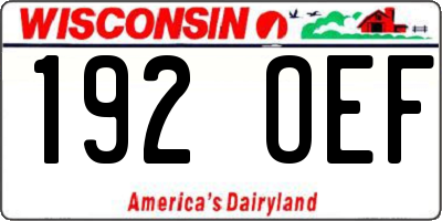 WI license plate 192OEF