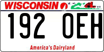 WI license plate 192OEH