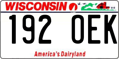 WI license plate 192OEK