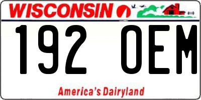 WI license plate 192OEM