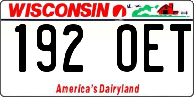 WI license plate 192OET