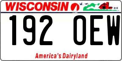 WI license plate 192OEW