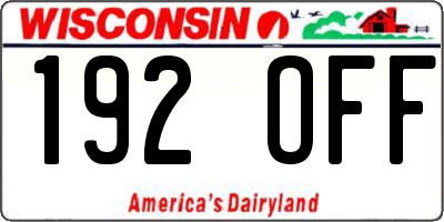 WI license plate 192OFF