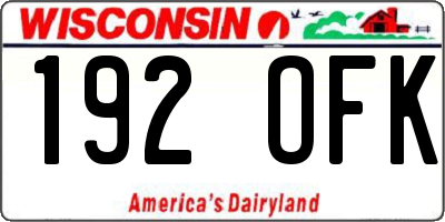 WI license plate 192OFK