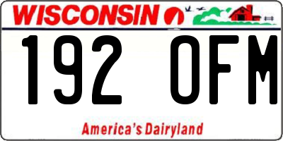 WI license plate 192OFM