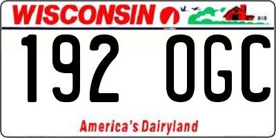 WI license plate 192OGC