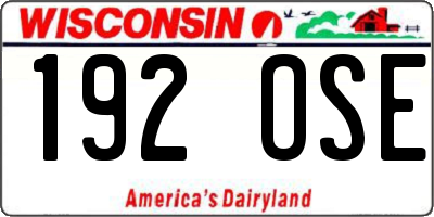 WI license plate 192OSE