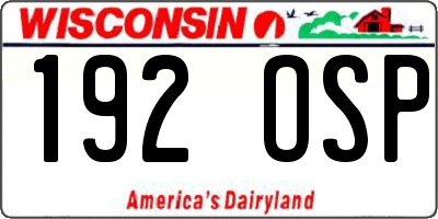 WI license plate 192OSP