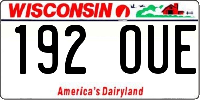 WI license plate 192OUE