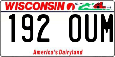 WI license plate 192OUM