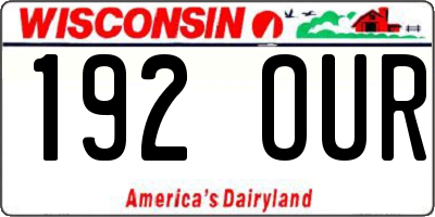 WI license plate 192OUR