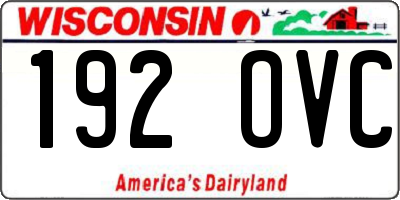 WI license plate 192OVC