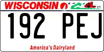 WI license plate 192PEJ