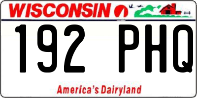 WI license plate 192PHQ