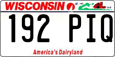 WI license plate 192PIQ